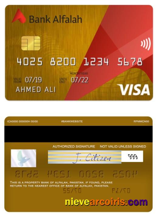 Pakistan Bank of Alfalah visa gold credit card